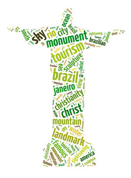 Words illustration of the famous Christ the Redeemer statue