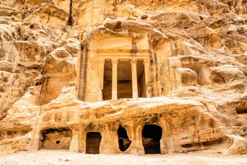Nabataean delubrum of Siq al-Barid in Little Petra, Jordan
