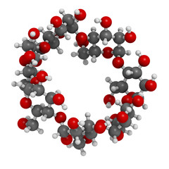 Beta-cyclodextrin molecule. Used in pharmaceuticals, food, etc