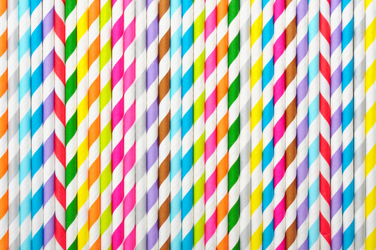 Background of Striped  drink straws