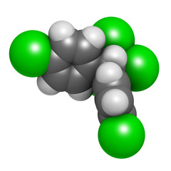 DDT (dichlorodiphenyltrichloroethane) molecule.