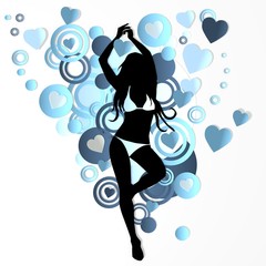 sexy woman silhouette with heart symbols