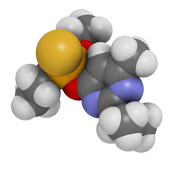 Diazinon organophosphate insecticide molecule.