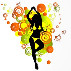 sexy woman silhouette with like symbols
