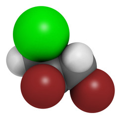 Dibromochloropropane (DBCP) soil fumigant molecule.