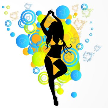 sexy woman silhouette with heart symbols