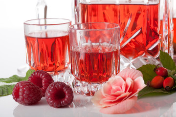 Proposition of serving raspberry liqueur