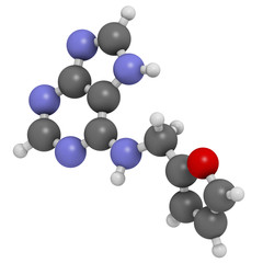 Kinetin (N6-furfuryladenine) plant hormone molecule.