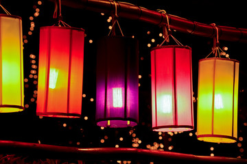 colourful fabric lanterns