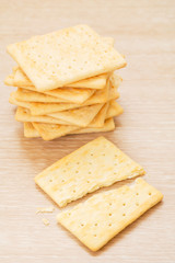 Cracker on wooden background