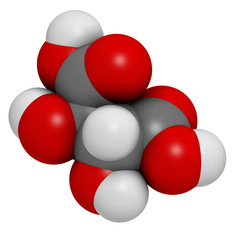 Tartaric acid (dextrotartaric acid) molecule.
