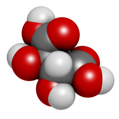 Tartaric acid (dextrotartaric acid) molecule.