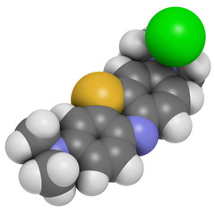 Methylene blue (methylthionium chloride) dye molecule.