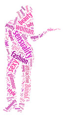 Words illustration of sexy, alluring woman over white background