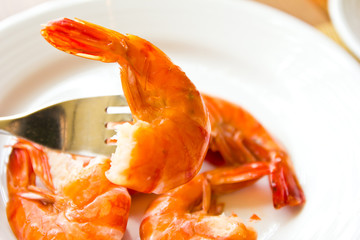 shrimps on the white plate