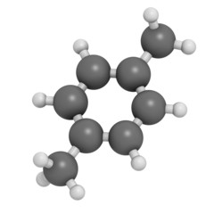 Para-xylene (p-xylene) aromatic hydrocarbon molecule.