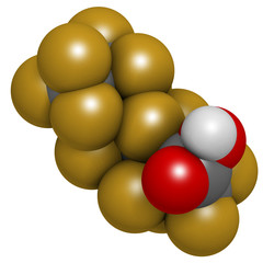 Perfluorooctanoic acid (PFOA, C8) molecule.