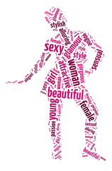 Words illustration of sexy, alluring woman over white background