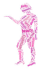 Fototapeta premium Words illustration of sexy, alluring woman over white background