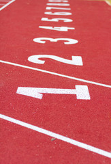 Start track. line on a red running track