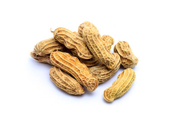 Peanuts on white background