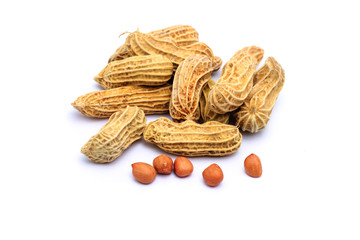Peanuts on white background