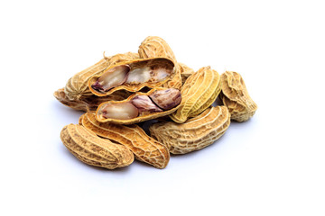 Peanuts on white background