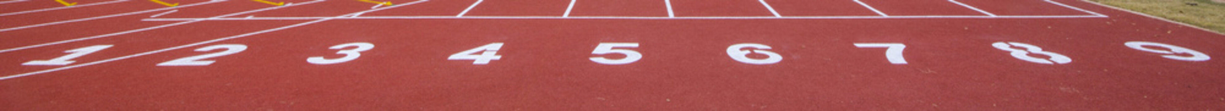 Start track. line on a red running track