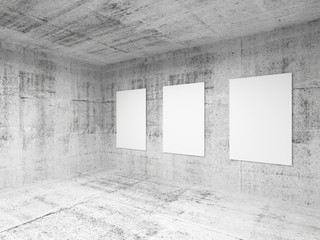 Empty abstract art gallery concrete hall interior. 3d render