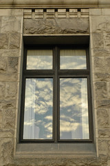 evening sky reflection on window