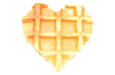 Heart shaped waffles isolated on white background