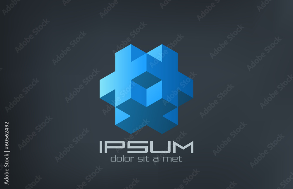 Poster Logo Cube logic abstract of cross and plus design