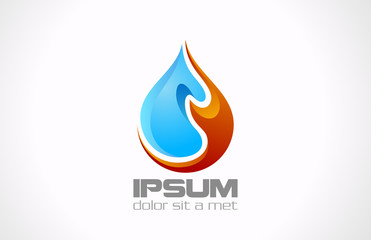 Logo Water Fire Drop vector design. Creative concept icon
