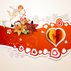 Valentine's day card with hearts and lilies