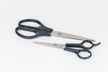 Metal scissors isolated on white background