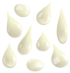 Drops of milk isolated on white background. Vector illustration