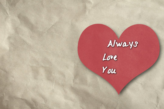 Always love you text on red heart,vintage style
