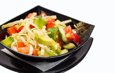 Salad with seafood isolated on white background