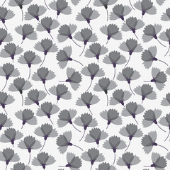 Black and white flower seamless pattern