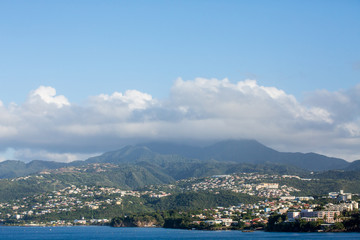 Many Buildings on the Green Coast of Martinique
