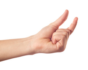 One human hand holding