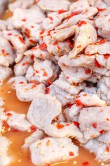 Spicy salad and pork