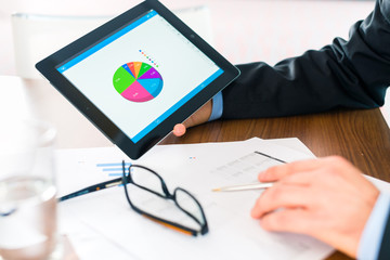 Business - Businessman working with tablet Computer