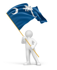 Man and flag of South Carolina (clipping path included)