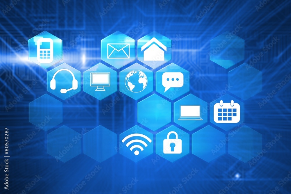 Poster composite image of futuristic blue circuit board