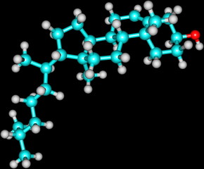 Cholesterole molecule on black background