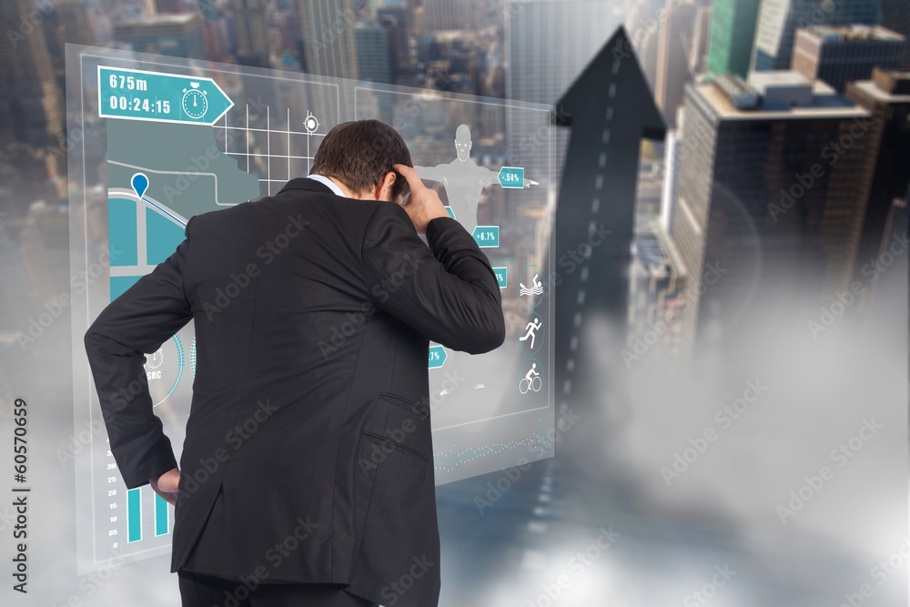 Poster composite image of thinking businessman scratching head