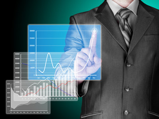 Business man touching light of idea