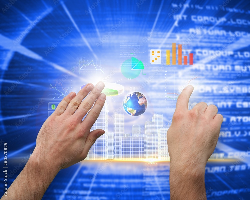Poster Composite image of hands pointing and presenting