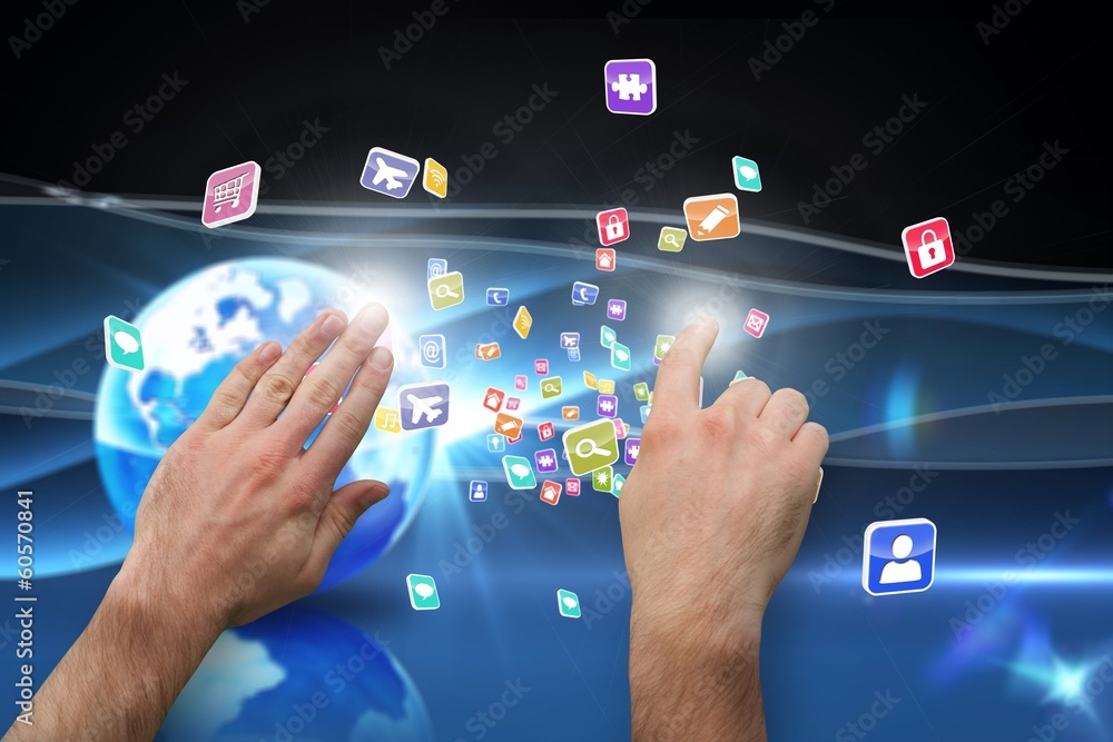 Aufkleber Composite image of hands pointing and presenting